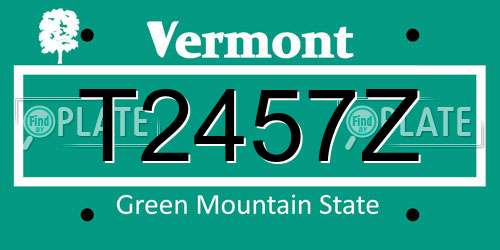 T2457Z Vermont License Plate