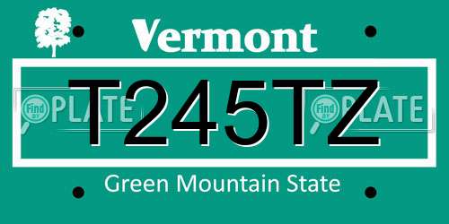 T245TZ Vermont License Plate