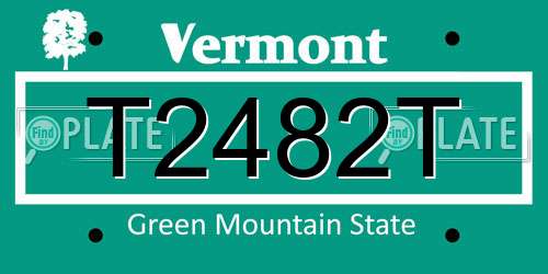 T2482T Vermont License Plate
