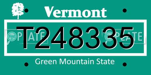 T248335 Vermont License Plate