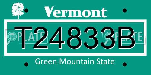 T24833B Vermont License Plate