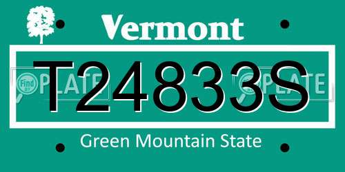 T24833S Vermont License Plate