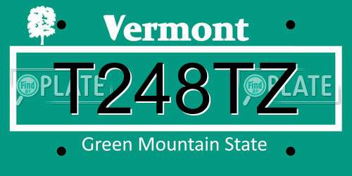 T248TZ Vermont License Plate