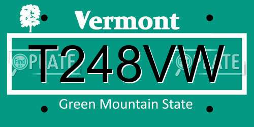T248VW Vermont License Plate
