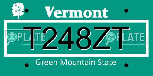 T248ZT Vermont License Plate