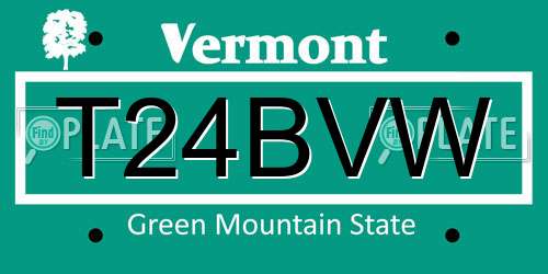 T24BVW Vermont License Plate