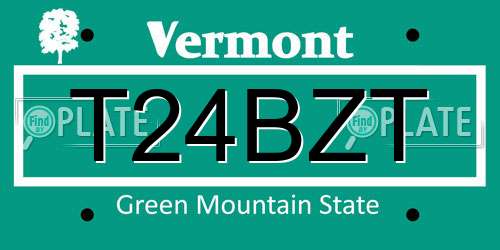 T24BZT Vermont License Plate
