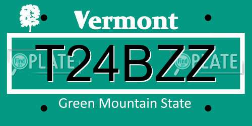 T24BZZ Vermont License Plate