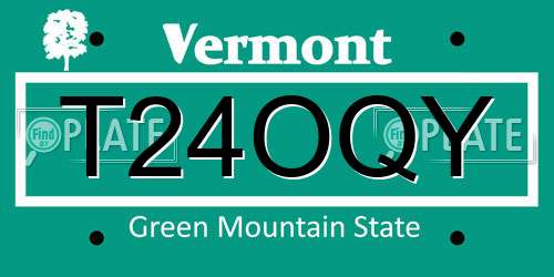 T24OQY Vermont License Plate