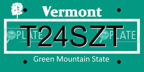 T24SZT Vermont License Plate