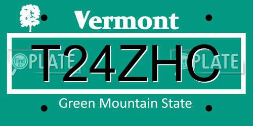 T24ZHC Vermont License Plate