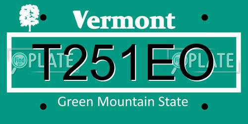 T251EO Vermont License Plate