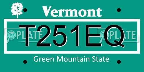 T251EQ Vermont License Plate