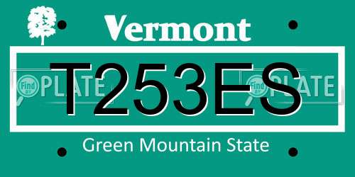 T253ES Vermont License Plate