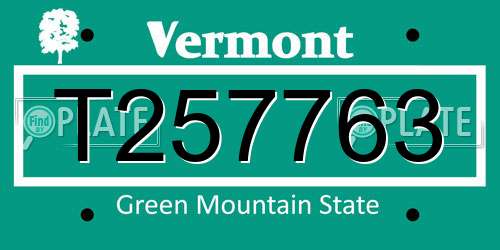 T257763 Vermont License Plate