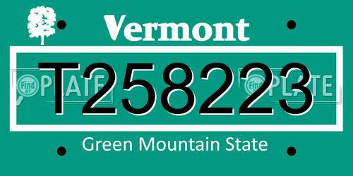 T258223 Vermont License Plate