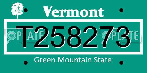 T258273 Vermont License Plate
