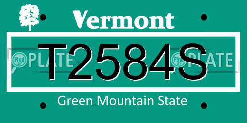 T2584S Vermont License Plate