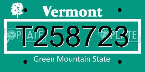 T258723 Vermont License Plate