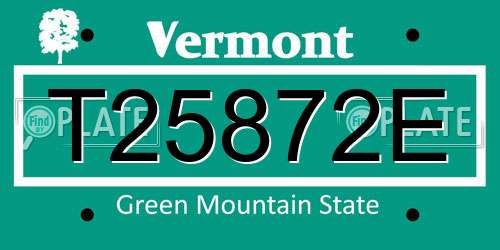 T25872E Vermont License Plate