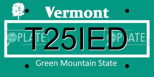 T25IED Vermont License Plate