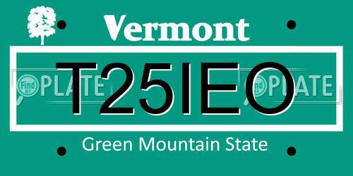 T25IEO Vermont License Plate