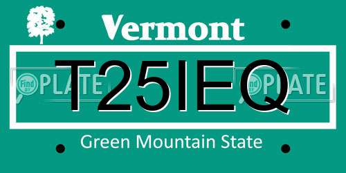 T25IEQ Vermont License Plate