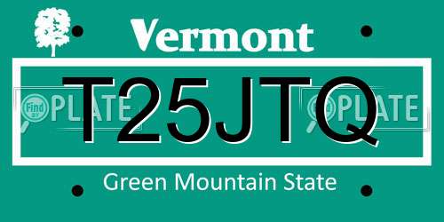 T25JTQ Vermont License Plate