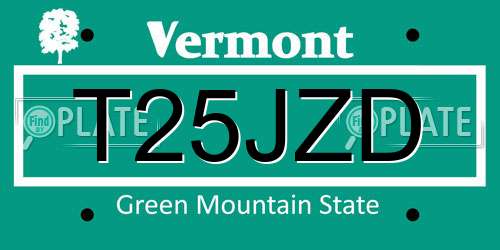 T25JZD Vermont License Plate