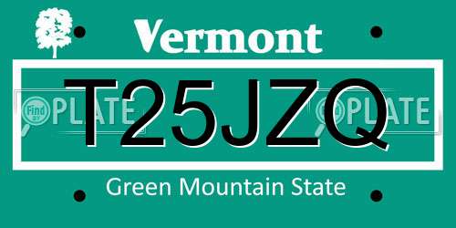 T25JZQ Vermont License Plate