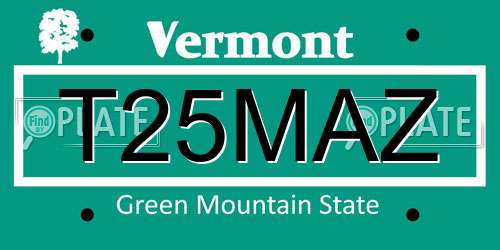 T25MAZ Vermont License Plate