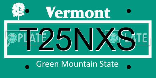 T25NXS Vermont License Plate
