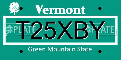 T25XBY Vermont License Plate