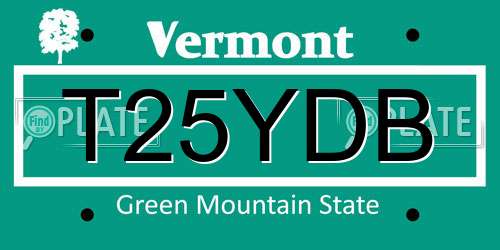 T25YDB Vermont License Plate