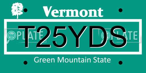 T25YDS Vermont License Plate