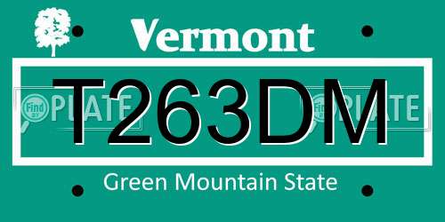 T263DM Vermont License Plate
