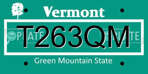 T263QM Vermont License Plate