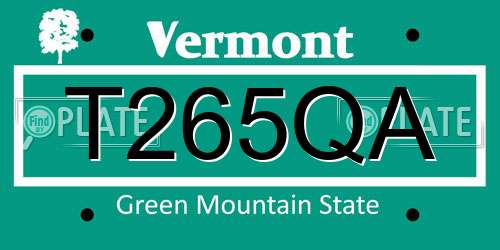 T265QA Vermont License Plate