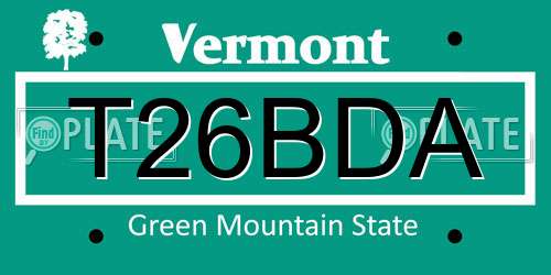 T26BDA Vermont License Plate