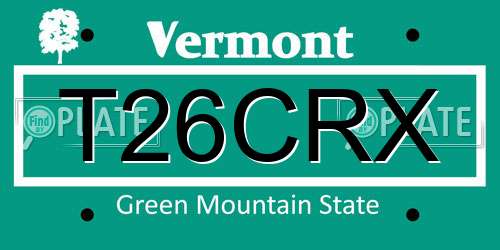 T26CRX Vermont License Plate