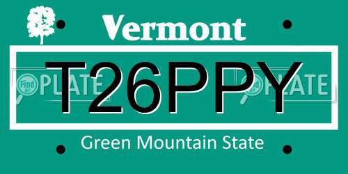 T26PPY Vermont License Plate
