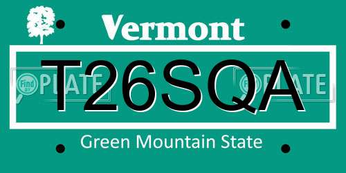 T26SQA Vermont License Plate