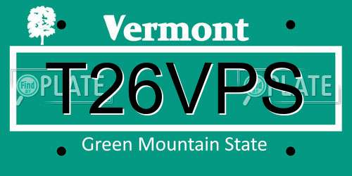 T26VPS Vermont License Plate