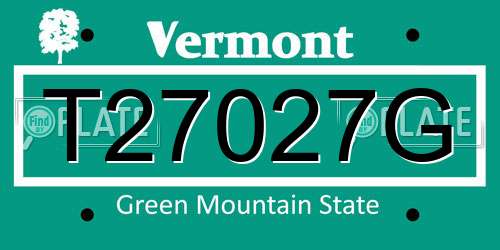 T27027G Vermont License Plate