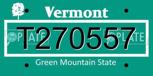 T270557 Vermont License Plate