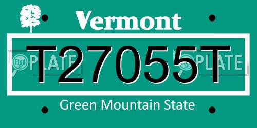 T27055T Vermont License Plate