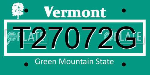 T27072G Vermont License Plate