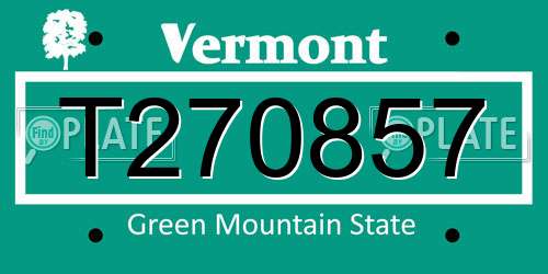 T270857 Vermont License Plate