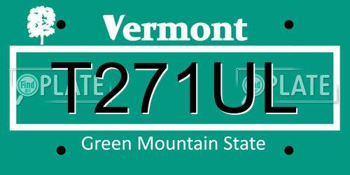 T271UL Vermont License Plate