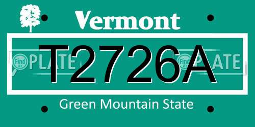T2726A Vermont License Plate